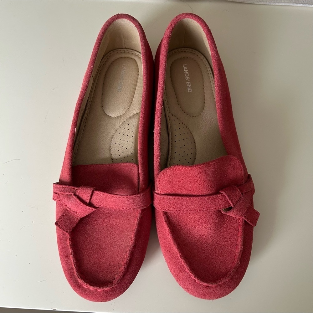 Lands End suede knot loafer driving shoe 9